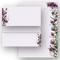 Liniertes Briefpapier mit Blumenmotiv: Krokusse | Paper-Media