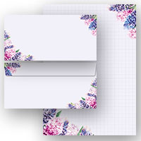 Checkered stationery with floral motif: Hyacinths