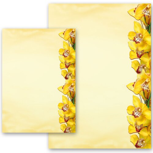 Flowers motif | Stationery-Motif YELLOW ORCHIDS | Flowers & Petals | High quality Stationery | Printed on one side | Order online! | Paper-Media