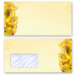 YELLOW ORCHIDS Briefumschläge Orchid motif CLASSIC  Paper-Media BUC-8208