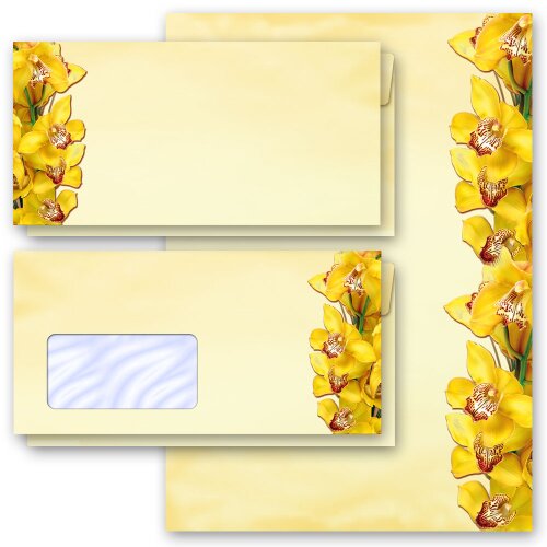 Motif Letter Paper-Sets YELLOW ORCHIDS