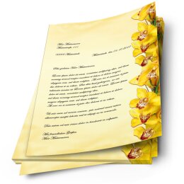 Papier à motif JAUNE ORCHIDÉES 50 feuilles DIN A4