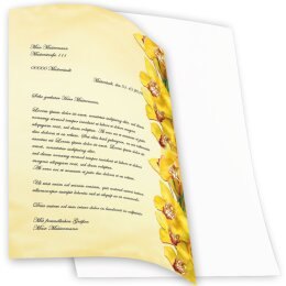 Motif Letter Paper! YELLOW ORCHIDS 100 sheets DIN A4