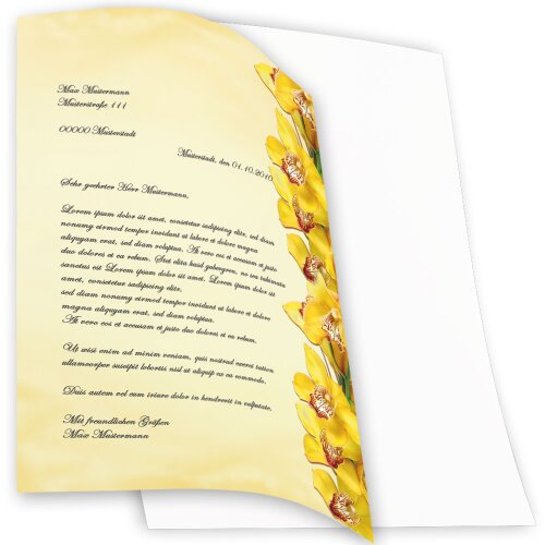 Briefpapier GELBE ORCHIDEEN - DIN A4 Format 250 Blatt