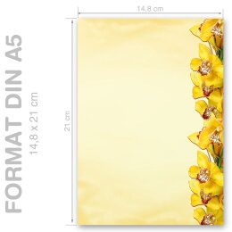 YELLOW ORCHIDS Briefpapier Flowers motif CLASSIC 100 sheets Paper-Media A5C-052-100