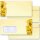 50 buste da lettera decorate ORCHIDEE GIALLE - DIN LANG (con finestra)