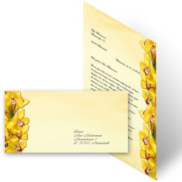100-pc. Complete Motif Letter Paper-Set YELLOW ORCHIDS
