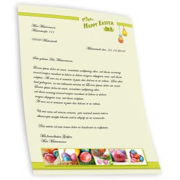50 fogli di carta da lettera decorati HAPPY EASTER DIN A5