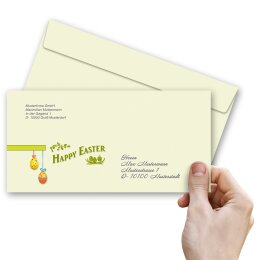 10 patterned envelopes HAPPY EASTER - EN in standard DIN long format (windowless)