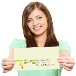50 patterned envelopes HAPPY EASTER - EN in standard DIN long format (windowless)