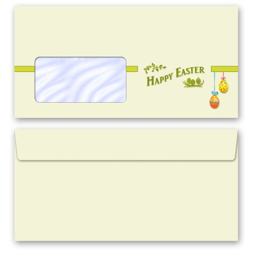 10 patterned envelopes HAPPY EASTER - EN in standard DIN long format (with windows) Easter, Easter motif, Paper-Media