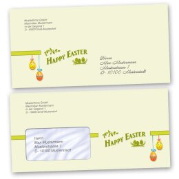 Enveloppes de motif Pâques, HAPPY EASTER 10 enveloppes (avec fenêtre) - DIN LANG (220x110 mm) | Auto-adhésif | Commander en ligne! | Paper-Media