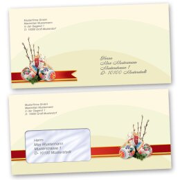 10 patterned envelopes EASTER LAMB in standard DIN long format (with windows)