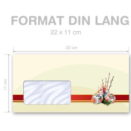 50 patterned envelopes EASTER LAMB in standard DIN long format (with windows)