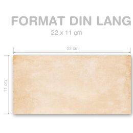 50 enveloppes à motifs au format DIN LONG - VINTAGE (sans fenêtre)