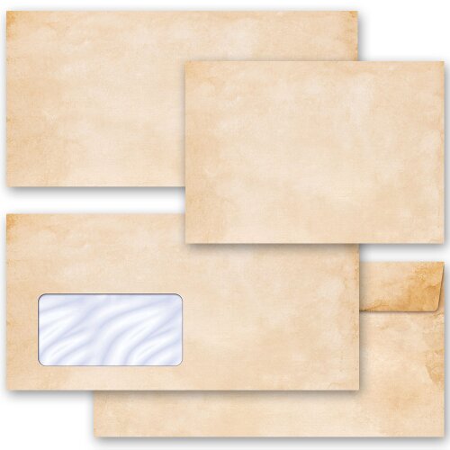 Briefumschläge VINTAGE - 10 Stück DIN LANG (mit Fenster)