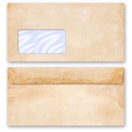 10 patterned envelopes VINTAGE in standard DIN long format (with windows) Antique & History, Old Paper History, Paper-Media