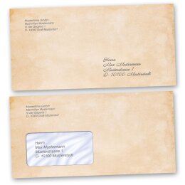 Motif envelopes Antique & History, VINTAGE 10 envelopes (with window) - DIN LONG (220x110 mm) | Self-adhesive | Order online! | Paper-Media