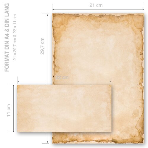 Briefpapier Set VINTAGE - 200-tlg. DL (ohne Fenster)
