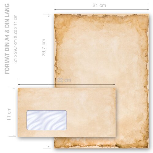 Briefpapier Set VINTAGE - 40-tlg. DL (mit Fenster)