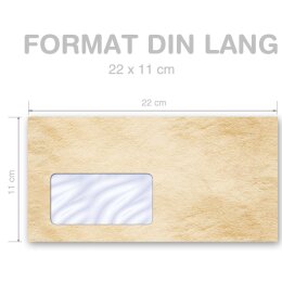 50 enveloppes à motifs au format DIN LONG - OLD STYLE (avec fenêtre)