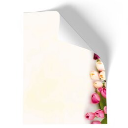Briefpapier - Motiv BUNTE TULPEN | Blumen & Blüten | Hochwertiges DIN A4 Briefpapier - 20 Blatt | 90 g/m² | einseitig bedruckt | Online bestellen!