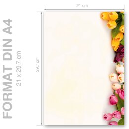 COLORFUL TULIPS Briefpapier Flowers motif CLASSIC 250 sheets Paper-Media A4C-8241-250