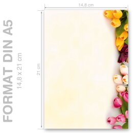 BUNTE TULPEN Briefpapier Blumenmotiv CLASSIC 50 Blatt Briefpapier Paper-Media A5C-054-50