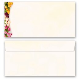 50 patterned envelopes COLORFUL TULIPS in standard DIN long format (windowless) Flowers & Petals, Spring, Paper-Media