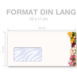 COLORFUL TULIPS Briefumschläge Spring CLASSIC 50 envelopes (with window) Paper-Media DLMF-8241-50