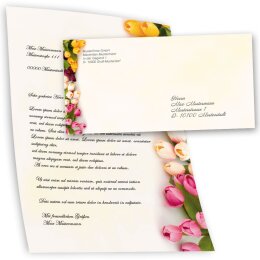 40-pc. Complete Motif Letter Paper-Set COLORFUL TULIPS