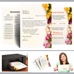 Briefpapier Set BUNTE TULPEN - 100-tlg. DL (mit Fenster)