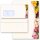 200-pc. Complete Motif Letter Paper-Set COLORFUL TULIPS Flowers & Petals, Stationery with envelope, Paper-Media
