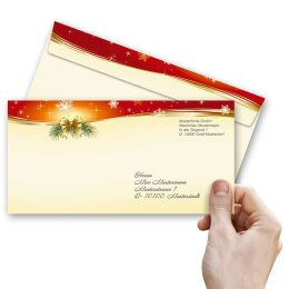 10 enveloppes à motifs au format DIN LONG - PACIFIQUES DE NOËL (sans fenêtre)