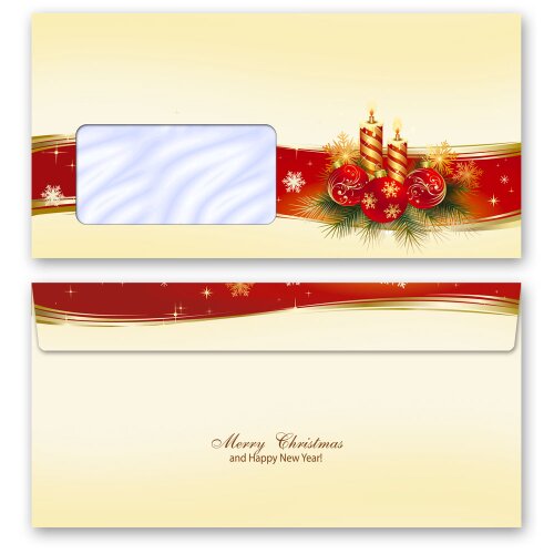 Briefumschläge BESINNLICHE WEIHNACHT - 10 Stück DIN LANG (mit Fenster) Weihnachten, Weinachtsbriefumschläge, Paper-Media