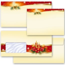 10 patterned envelopes PEACEFUL CHRISTMAS in standard DIN long format (with windows)