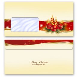 50 patterned envelopes PEACEFUL CHRISTMAS in standard DIN long format (with windows) Christmas, Christmas envelopes, Paper-Media
