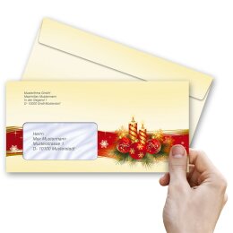 50 patterned envelopes PEACEFUL CHRISTMAS in standard DIN long format (with windows)
