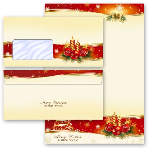Briefpapier Set BESINNLICHE WEIHNACHT - 100-tlg. DL (mit Fenster) Weihnachten, Weihnachtsbriefpapier, Paper-Media