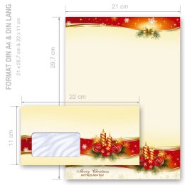 200-pc. Complete Motif Letter Paper-Set PEACEFUL CHRISTMAS