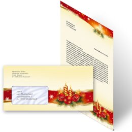 200-pc. Complete Motif Letter Paper-Set PEACEFUL CHRISTMAS