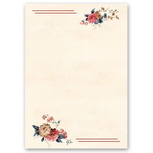 20 fogli di carta da lettera decorati Fiori & Petali POSTA FLOREALE DIN A4 - Paper-Media Fiori & Petali, Motivo Fiori, Paper-Media