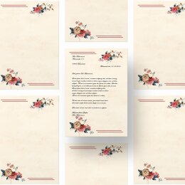 Papel de carta POSTAL FLORES - 20 Hojas formato DIN A4