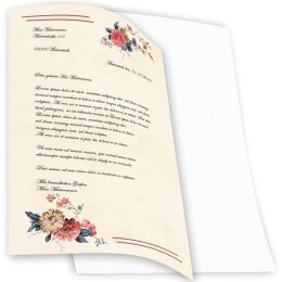 50 fogli di carta da lettera decorati POSTA FLOREALE DIN A4