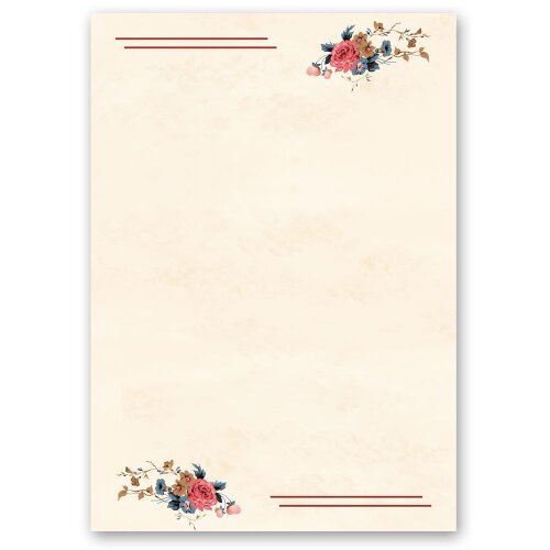 Papel de carta POSTAL FLORES - 100 Hojas formato DIN A5 Flores & Pétalos, Motivo de flores, Paper-Media