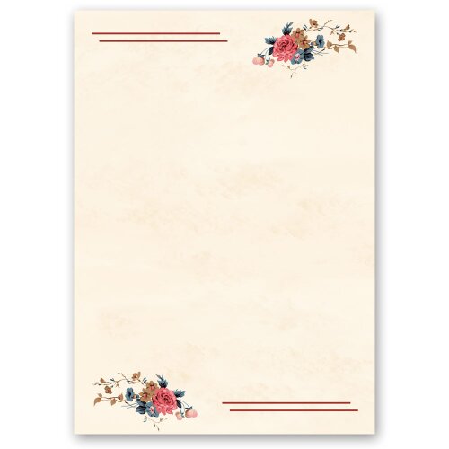 Papel de carta POSTAL FLORES - 100 Hojas formato DIN A6 Flores & Pétalos, Motivo de flores, Paper-Media