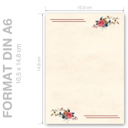 POSTAL FLORES Briefpapier Motivo de flores CLASSIC 100 hojas de papelería, DIN A6 (105x148 mm), A6C-659-100