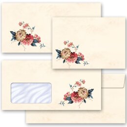 10 enveloppes à motifs au format DIN LONG - COURRIER FLEUR (sans fenêtre)