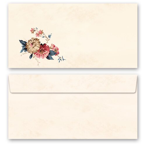50 buste da lettera decorate POSTA FLOREALE - DIN LANG (senza finestra) Fiori & Petali, Motivo Fiori, Paper-Media