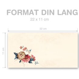 50 enveloppes à motifs au format DIN LONG - COURRIER FLEUR (sans fenêtre)